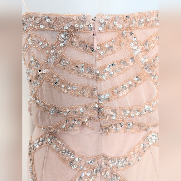AIDAN MATTOX Light Pink/Blush Blouson Beaded Dress Size 4 - Picture 7 of 16